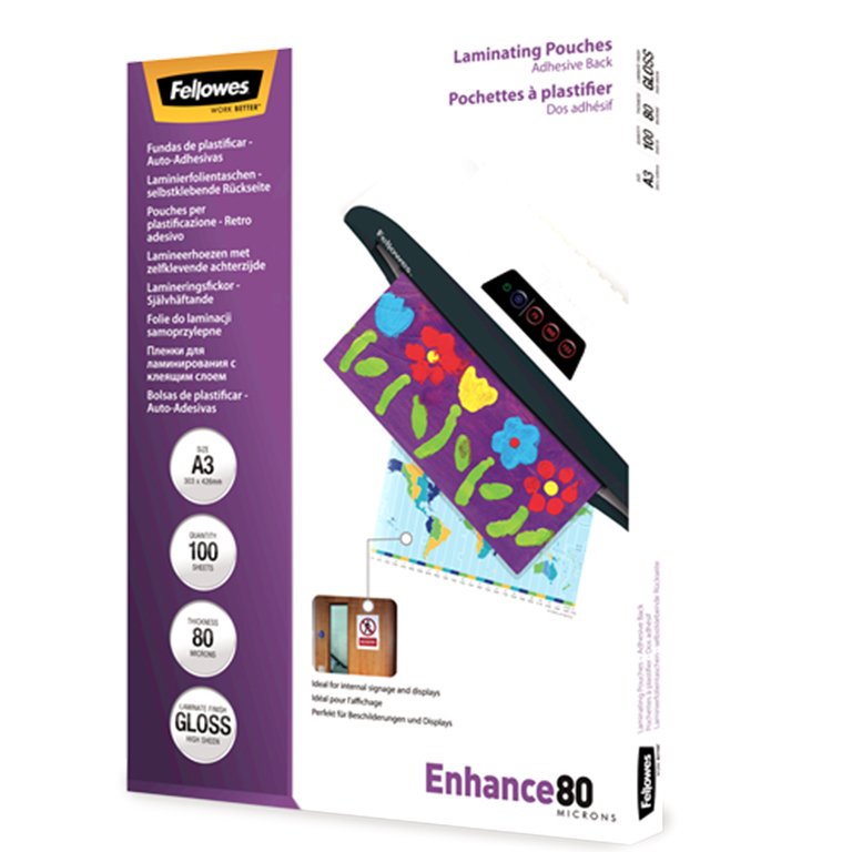 Fundas Plastificar Fellowes A3 80 Micras 100 ud.