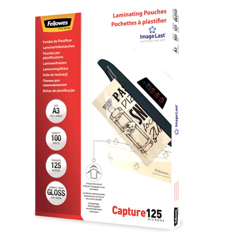 Fundas Plastificar Fellowes A3 125 Micras 100 ud.