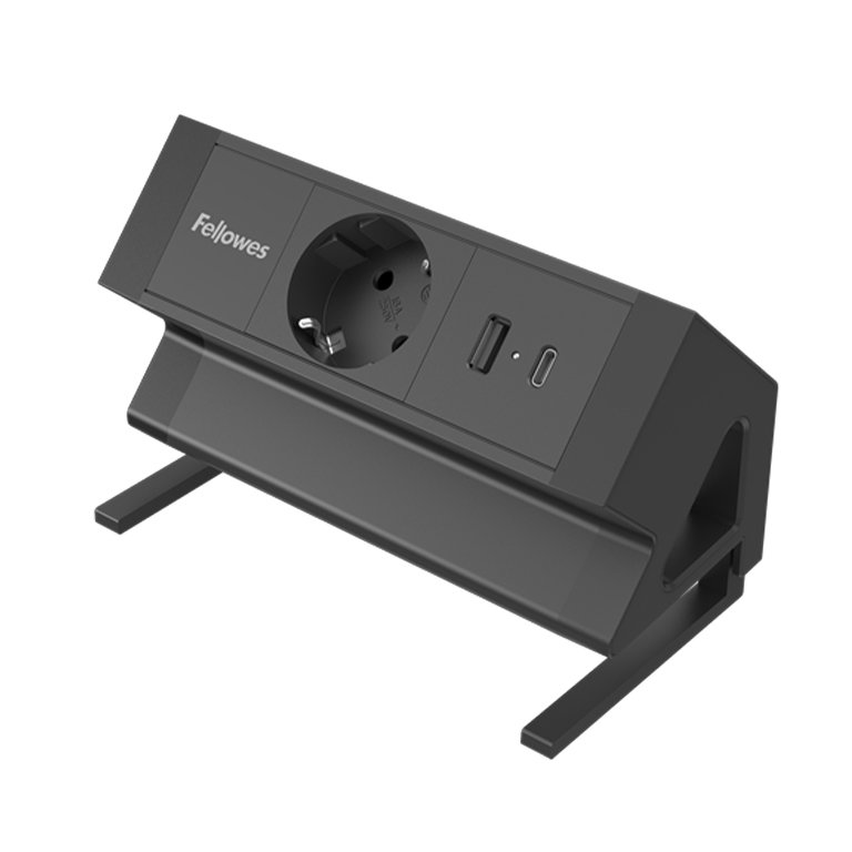 Regleta Sobremesa Fellowes 1 Toma + 1 USB + 1 USB-C Negro