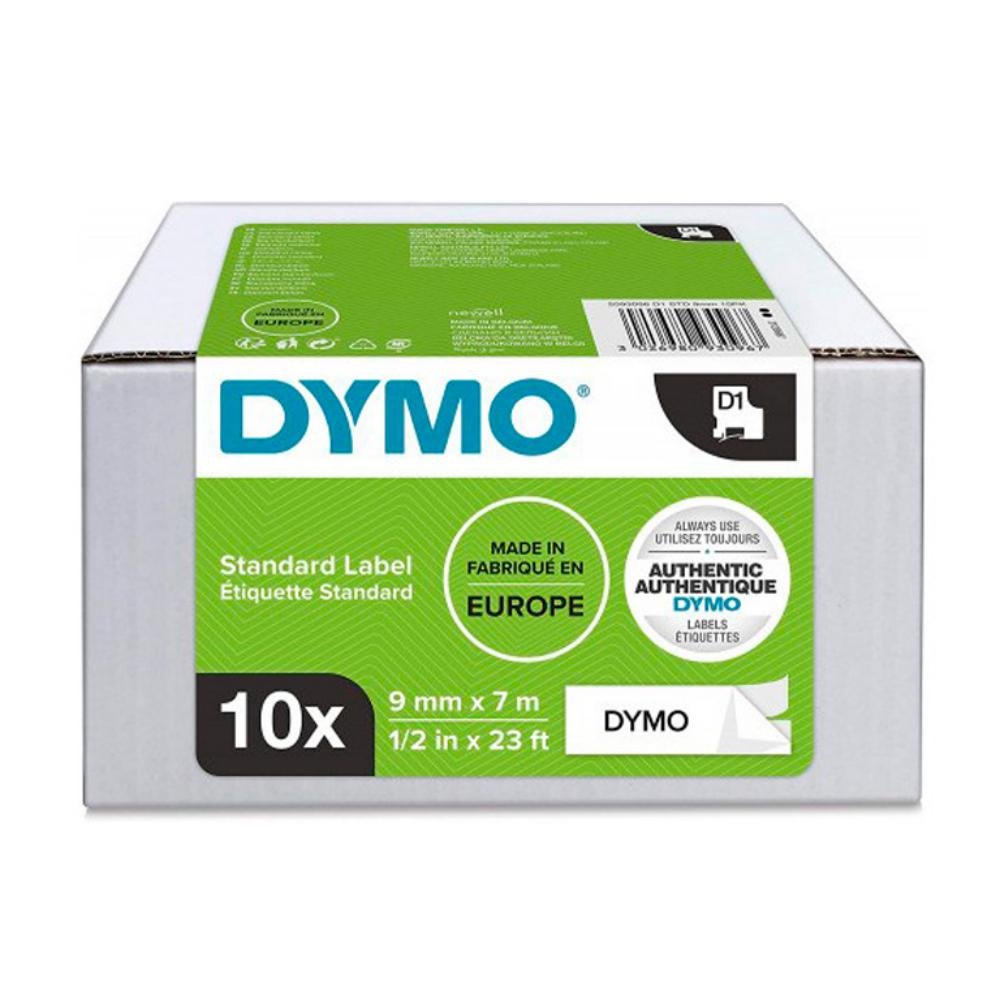 Cinta Dymo D1 Negro / Blanco 9 mm x 7 m 10 ud.