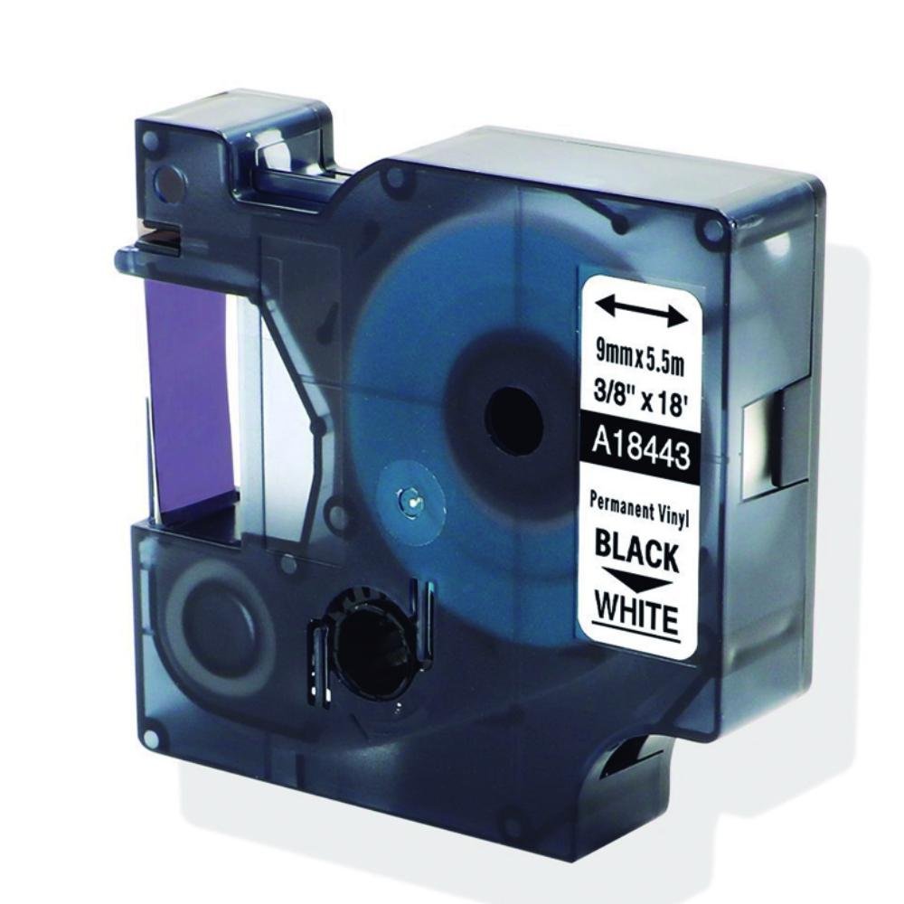Cinta Dymo Rhino Pro Vinilo Negro / Blanco 9 mm x 5,5 m