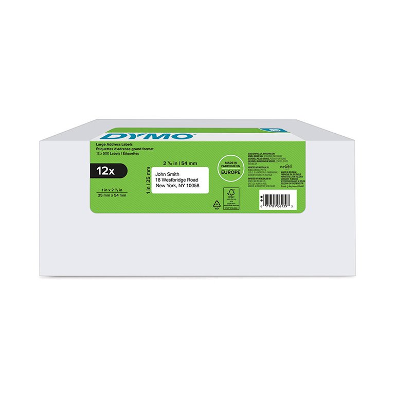 Etiquetas de Dirección Estándar Dymo LabelWriter 25 x 54 mm Blanco Pack 12 ud.