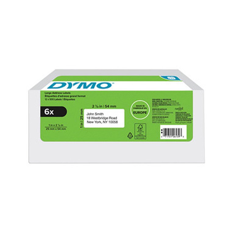 Etiquetas de Dirección Estándar Dymo LabelWriter 25 x 54 mm Blanco Pack 6 ud.