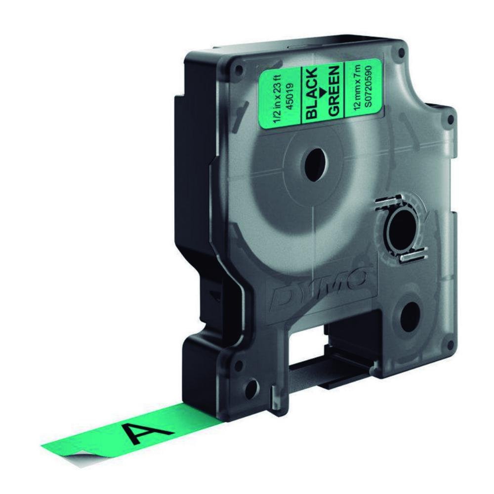Cinta Dymo D1 Negro / Verde 12 mm x 7 m