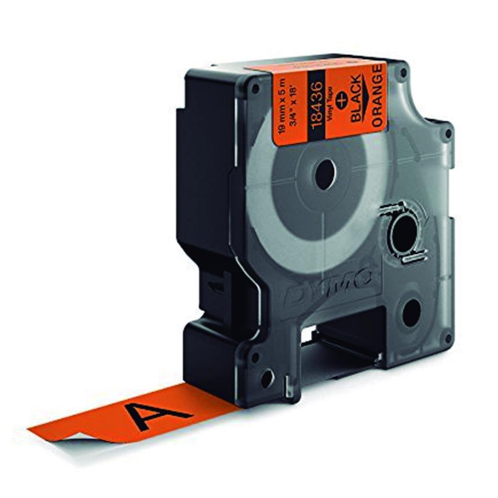 Cinta Dymo Rhino Vinilo Negro / Naranja 19 mm x 5,5 m