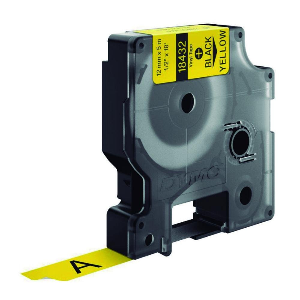 Cinta Dymo Rhino Vinilo Negro / Amarillo 12 mm x 5,5 m