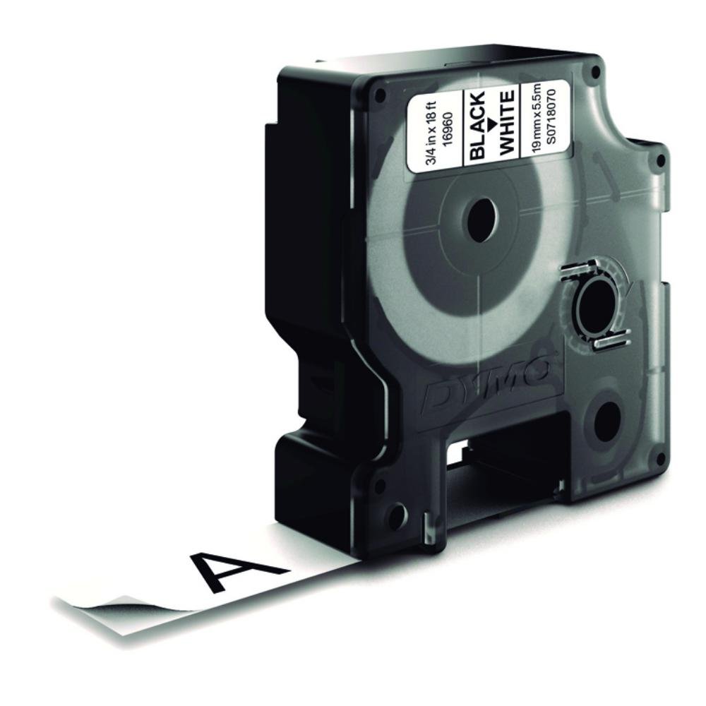 Cinta Dymo D1 Negro / Blanco Poliéster Permanente 19 mm x 5,5 m