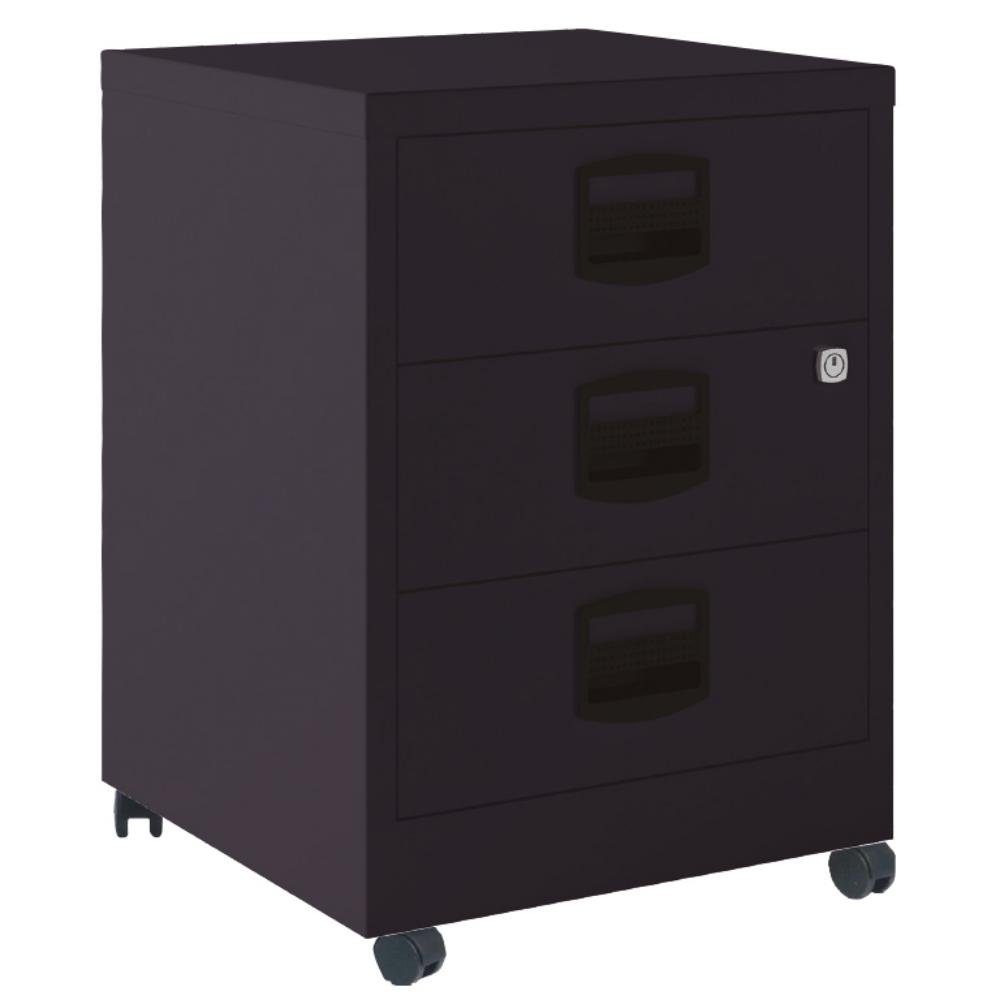 Cajonera Metálica Bisley 3 Cajones Ruedas Negro