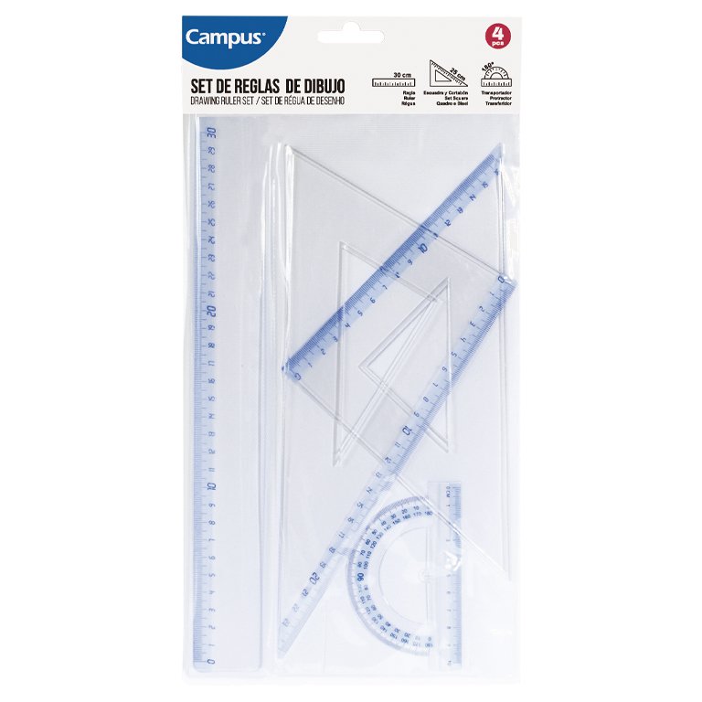 Set Reglas Campus con Funda 4 Piezas