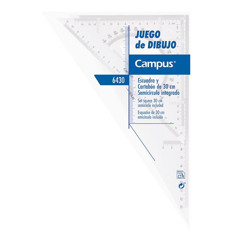 Set Escuadra y Cartabón Campus Plástico 30 cm
