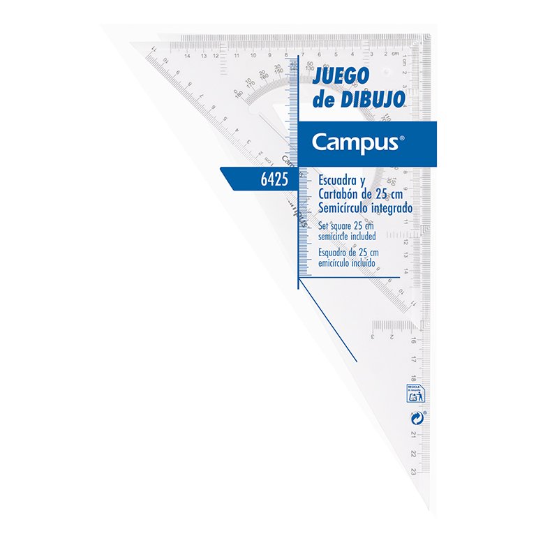 Set Escuadra y Cartabón Campus Plástico 25 cm
