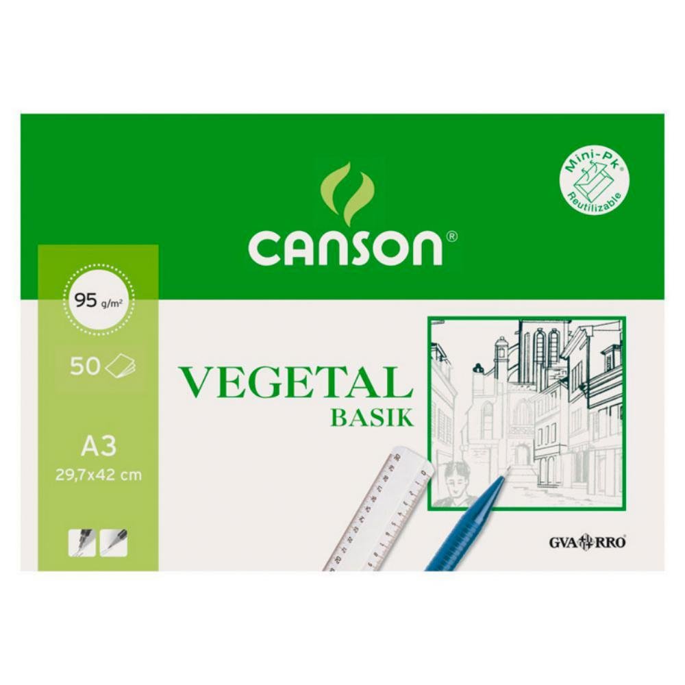 Bloc Encolado Papel Vegetal Canson A3+ 50 Hojas 95g