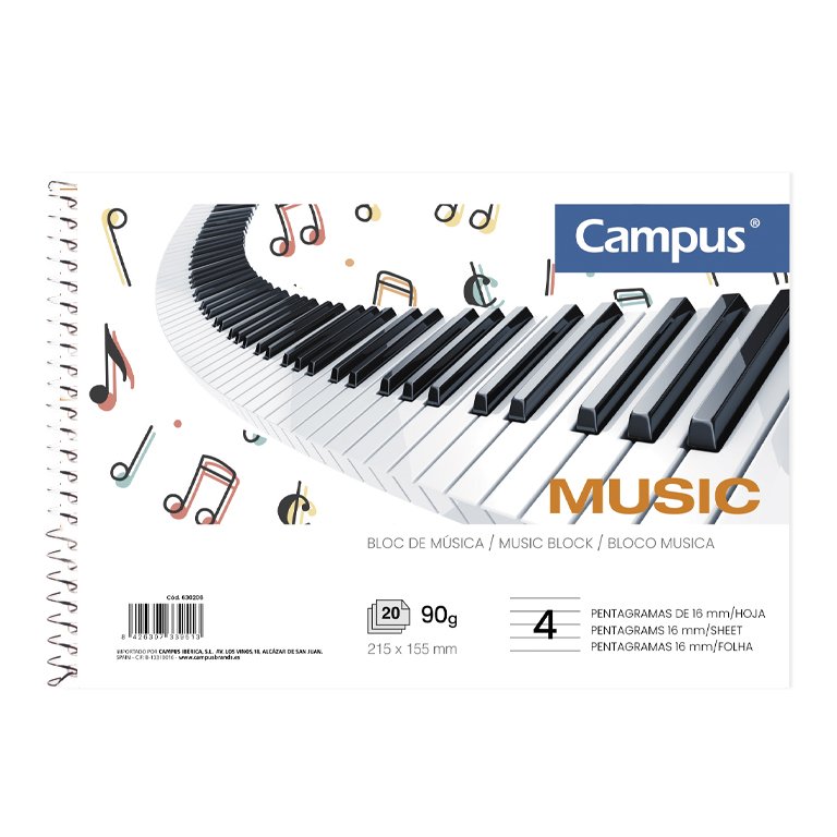 Bloc Música Campus A5 20 Hojas 80g 4 Pentagramas Página