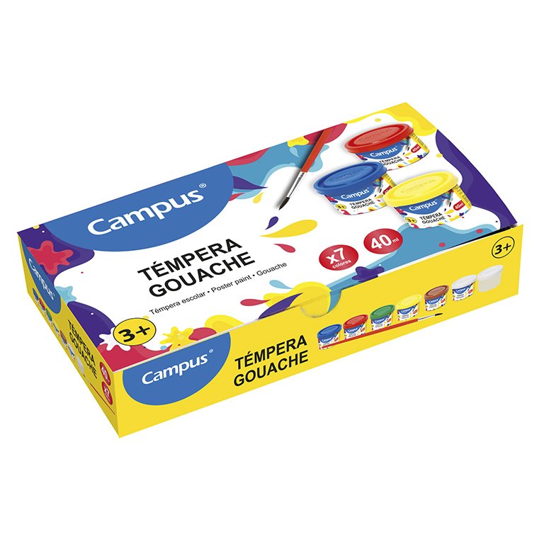 Témpera Campus College 40 ml 7 Colores + Pincel