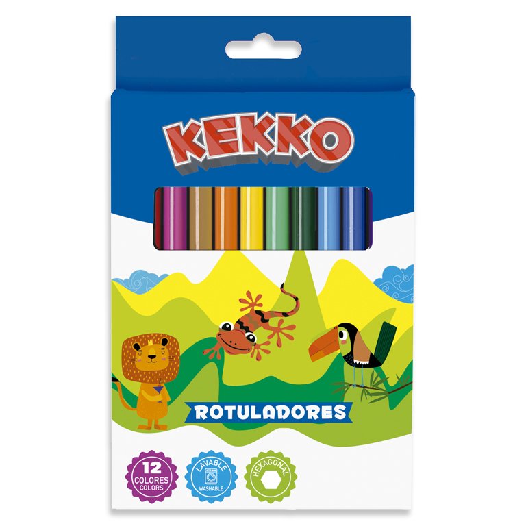 Rotuladores Kekko Tinta Lavable 12 Colores