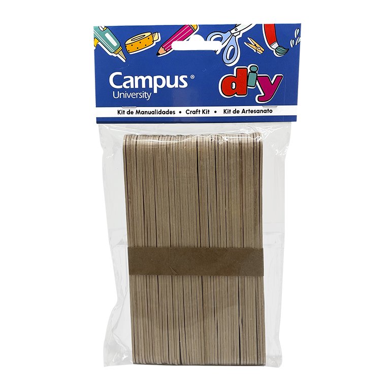 Set Manualidades Campus University Palitos Grandes de Madera Natural