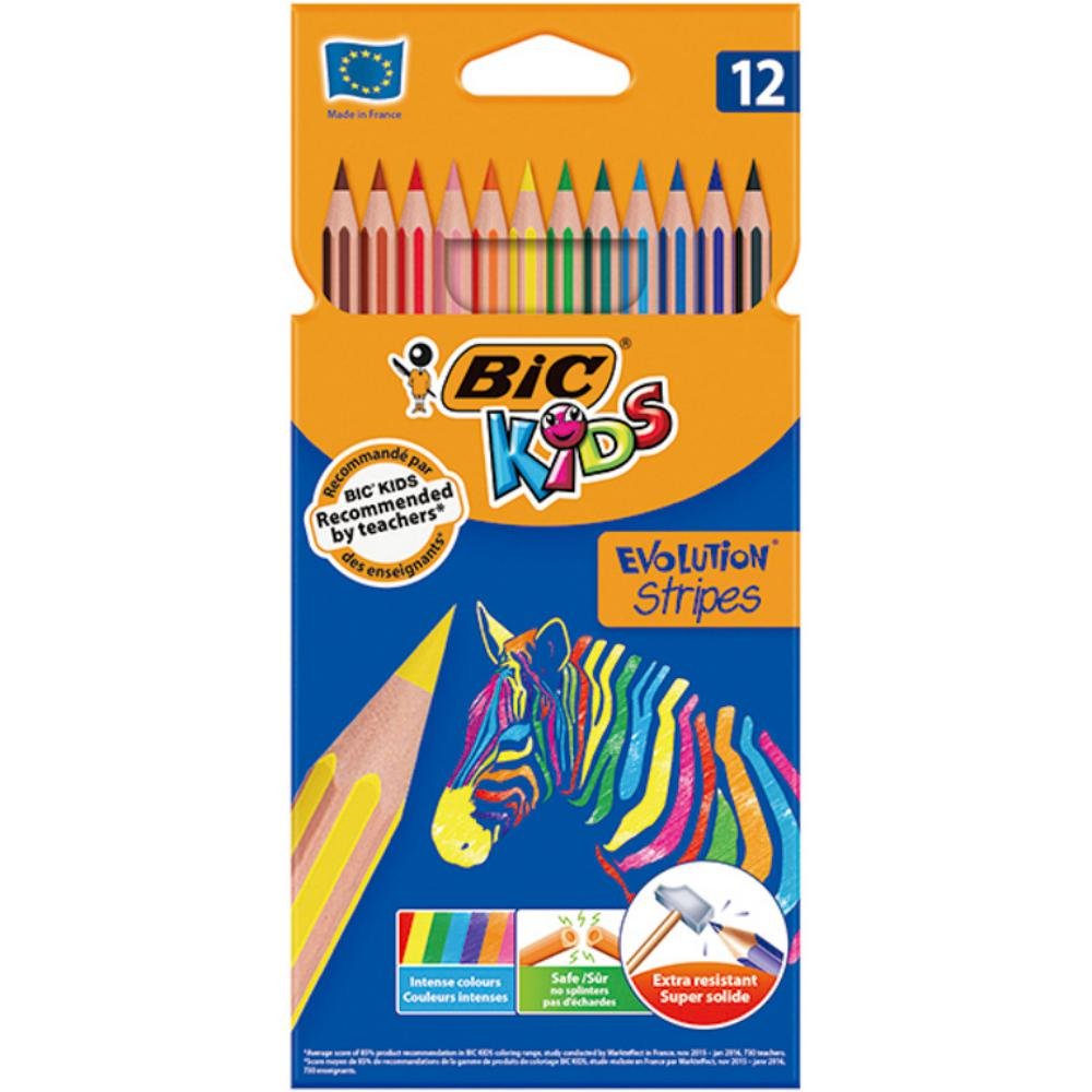 Lápices de Colores Bic Stripes 12 Colores