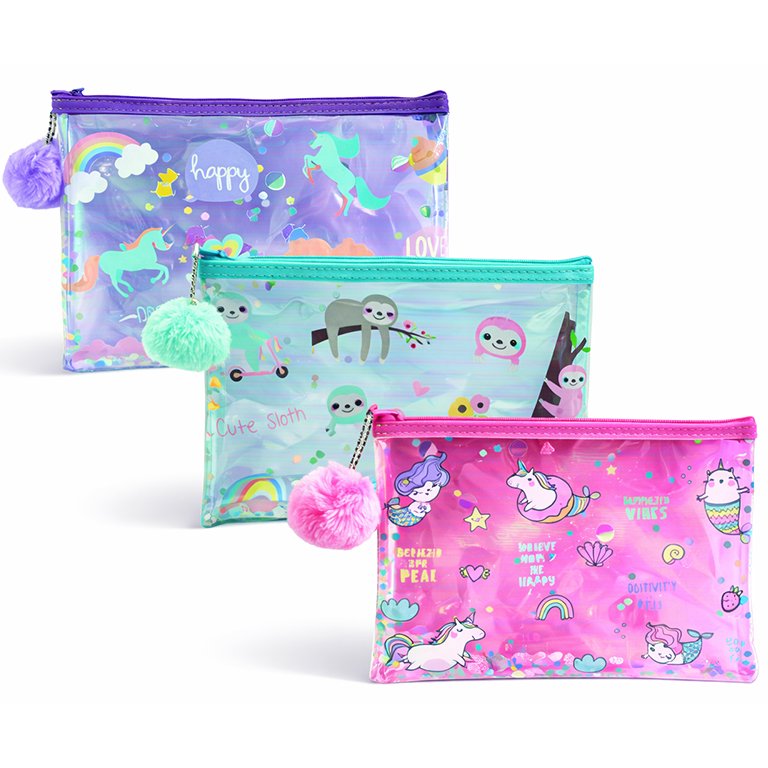 Portatodo Campus College Plano Glitter Pompón 1 Cremallera 3 Colores